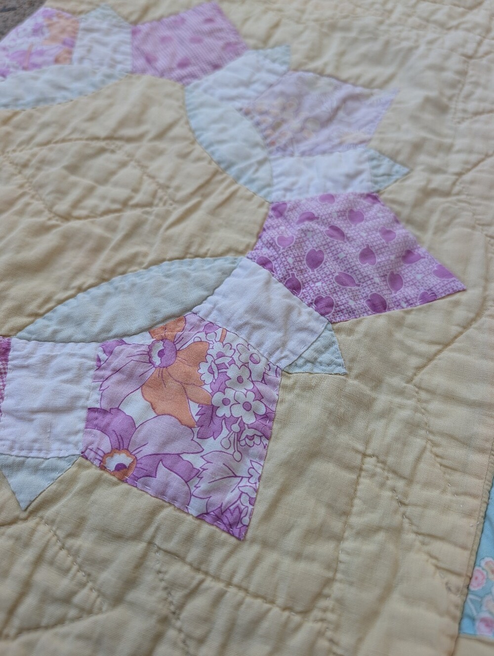 VINTAGE QUILT PANTS feedsack patchwork upcycled S - Picture 11 of 16